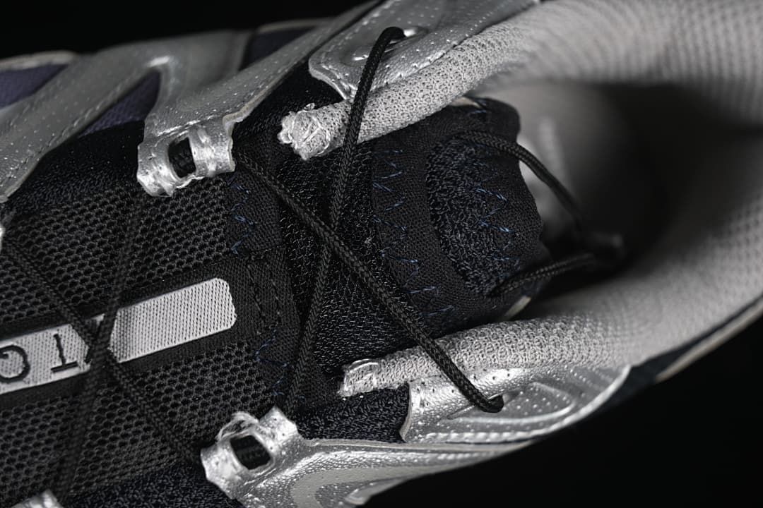 Close-up of black laces and tongue on the Salomon XT-Quest