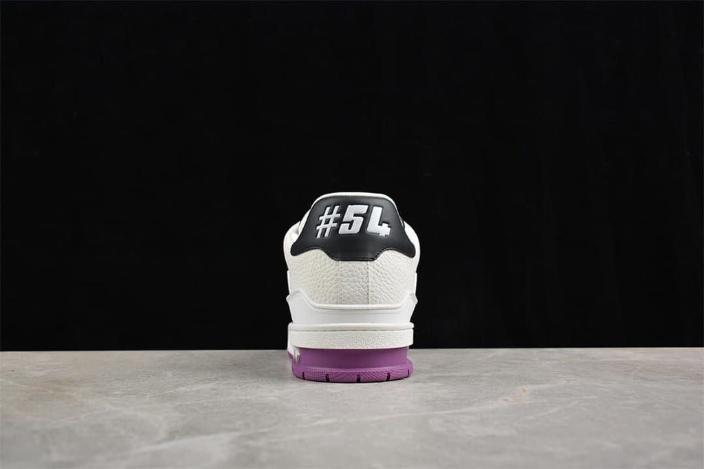 Rear view showing the white heel and black heel tab marked with #54
