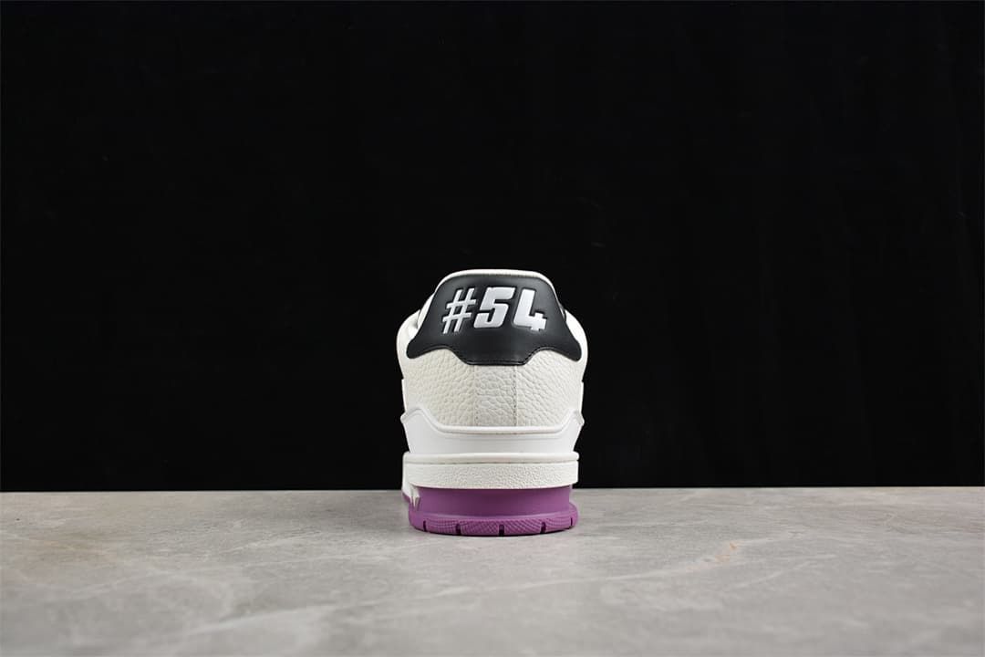 Rear view showing the white heel and black heel tab marked with #54
