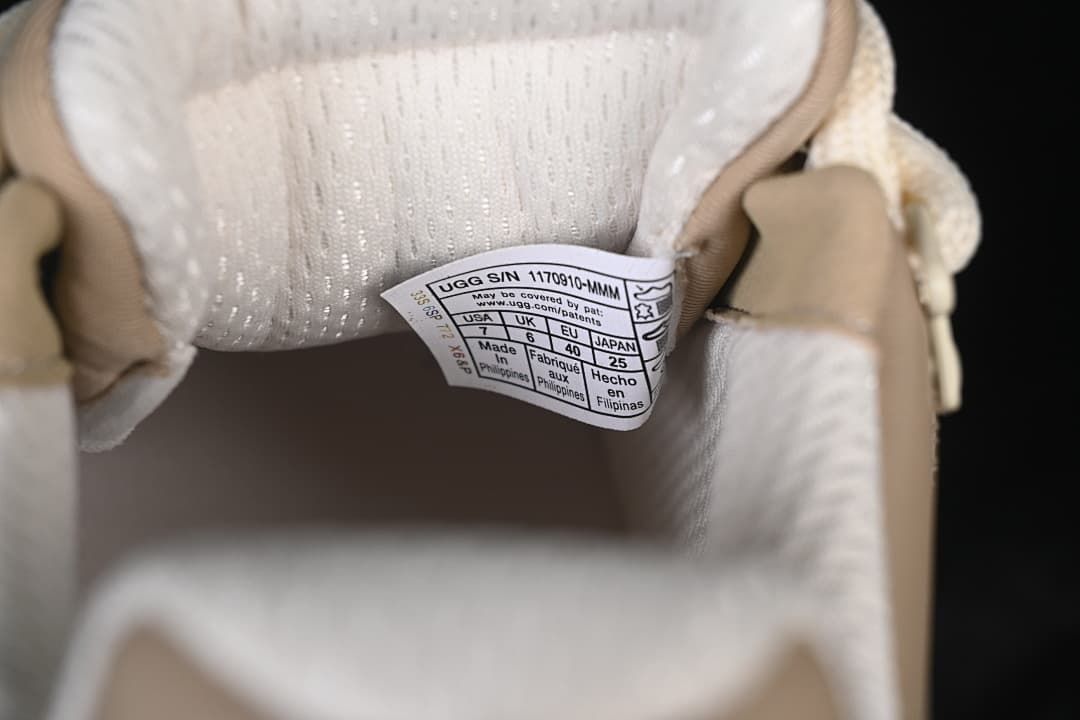 Close-up of the sneaker's interior label and padded lining