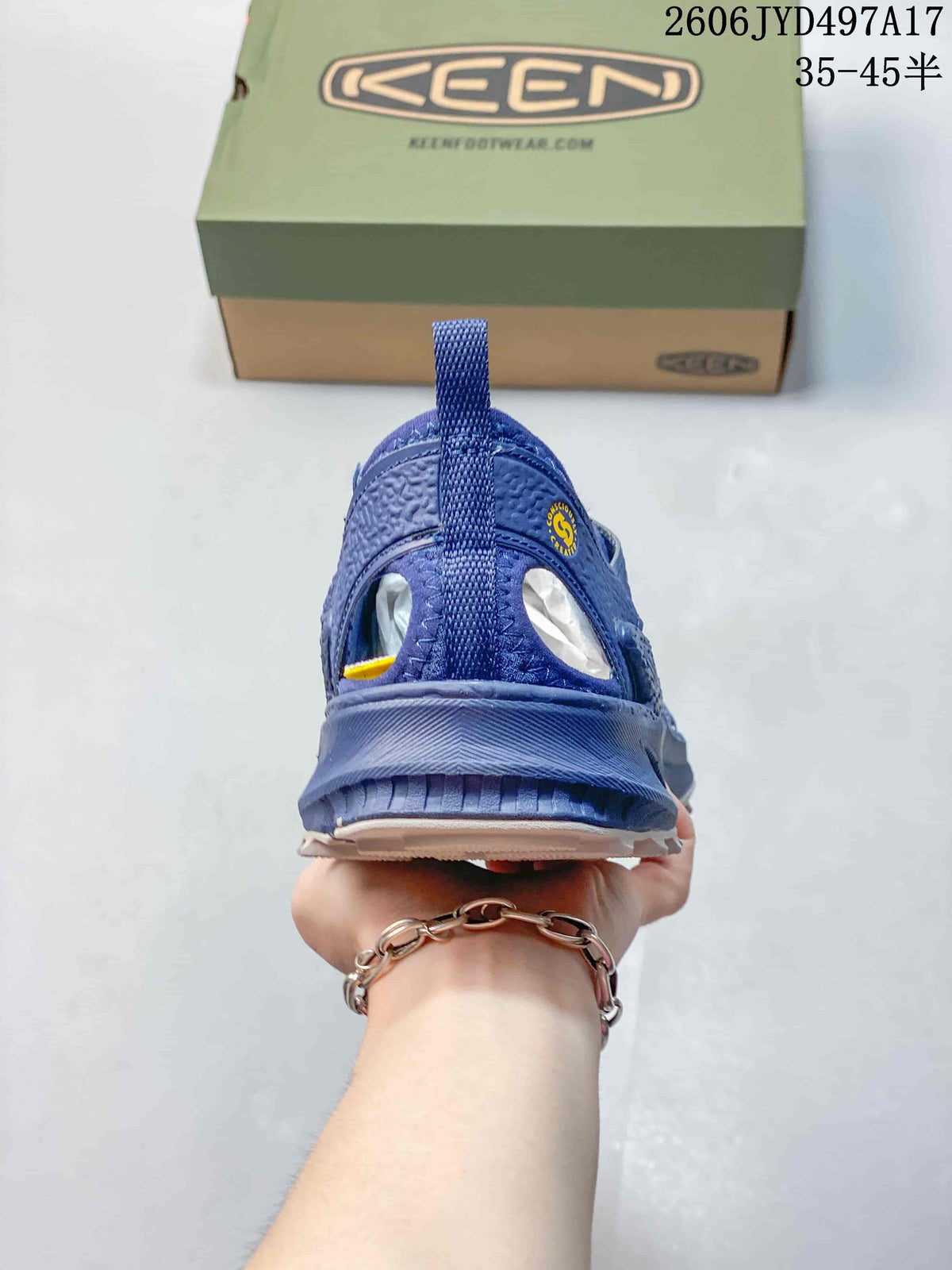 Rear view of the blue KEEN Zionic ADV hiking shoe
