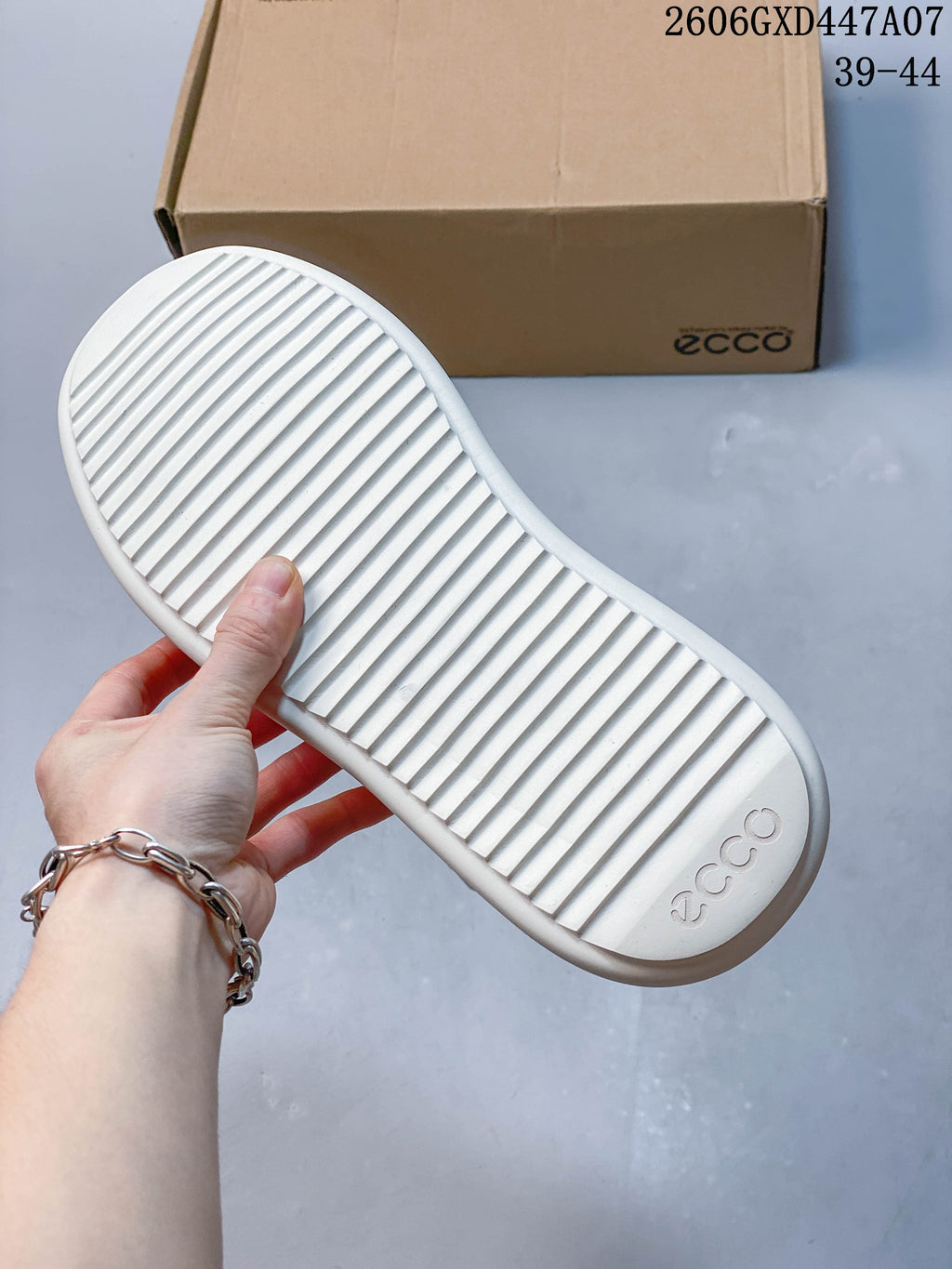 Ridged white outsole of the platform sneaker