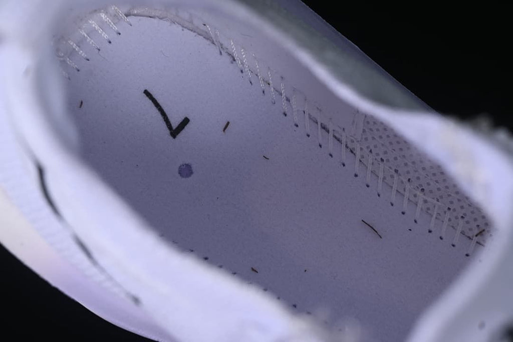Interior view of the shoe showing the lining and insole