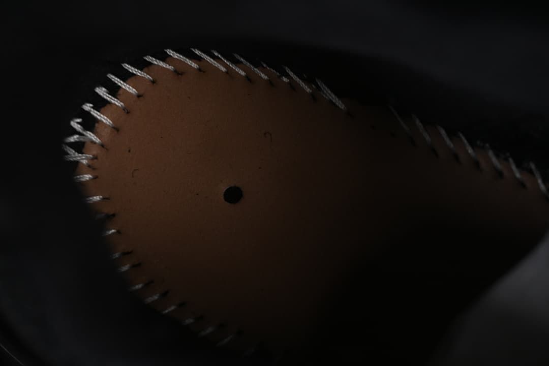 Close-up of a stitched detail inside the sneaker