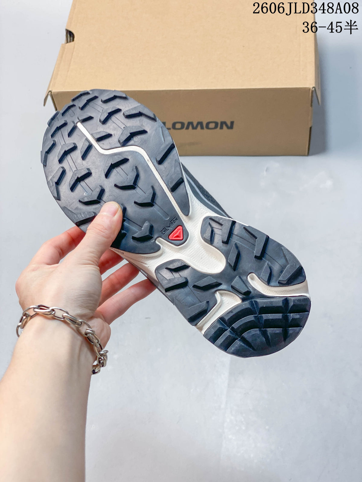 Close-up of the Salomon XT-6 FT lugged outsole