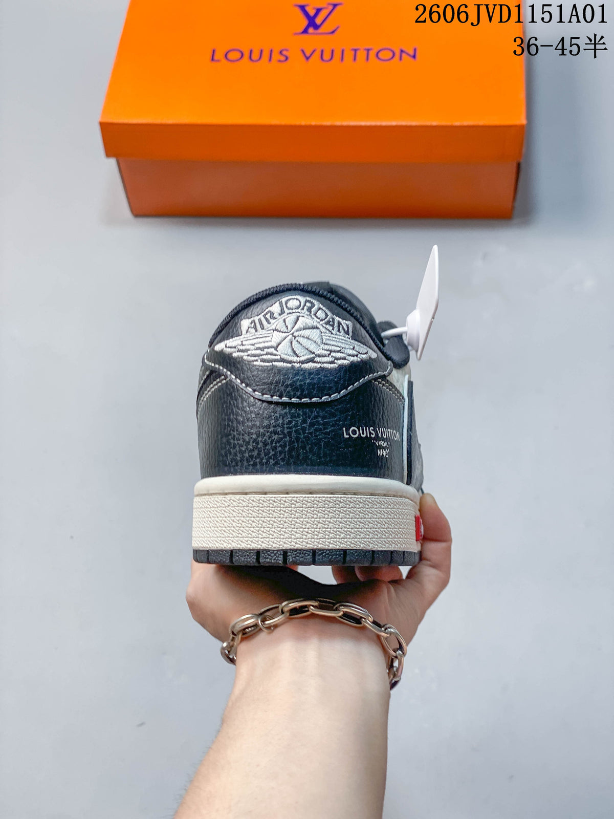 Rear view of a sneaker with embroidered Air Jordan branding