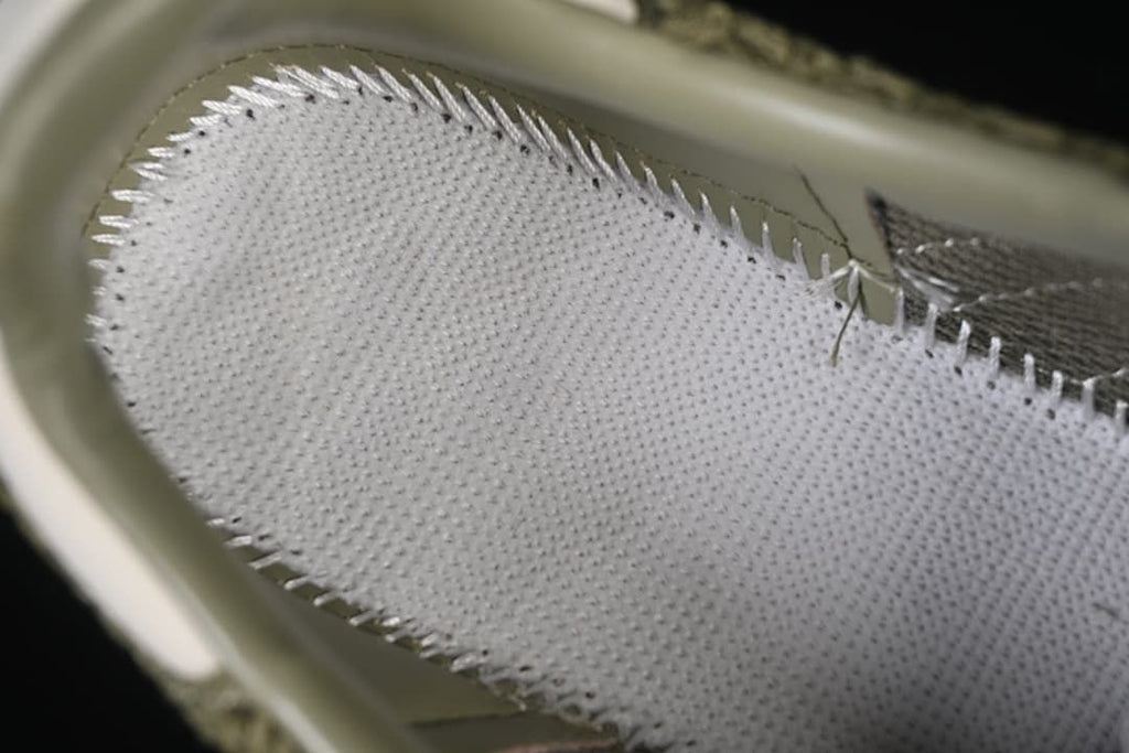 Close-up of the shoe's inner lining and stitching