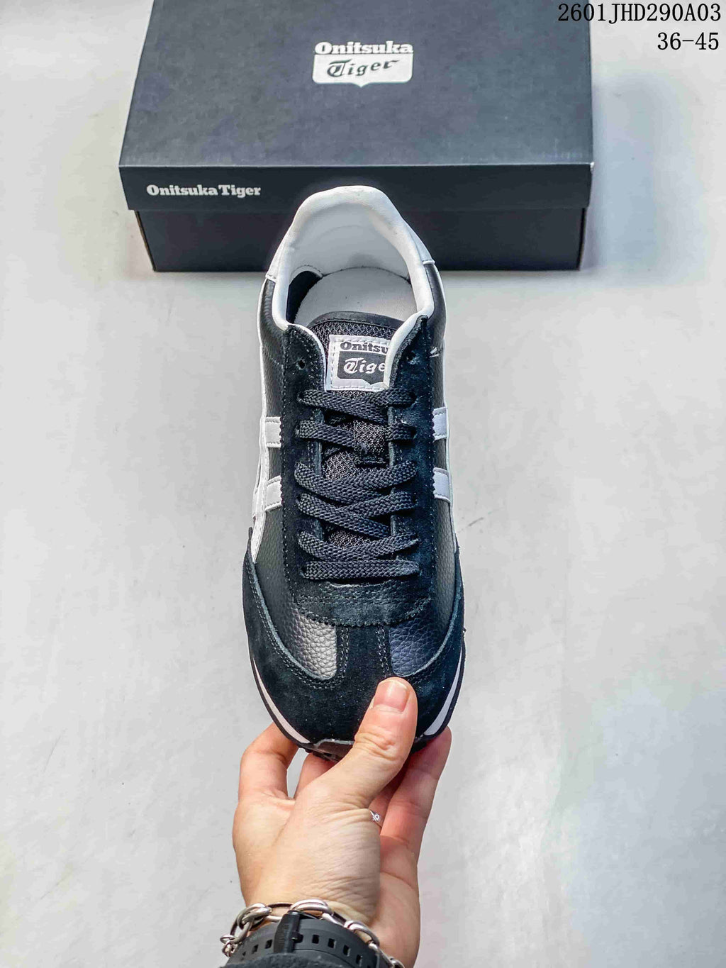 Top view of the lace-up sneaker in navy and silver