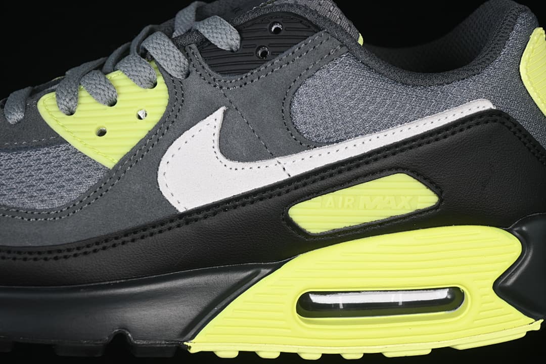 Close-up of the side Swoosh, layered panels and visible Air unit.