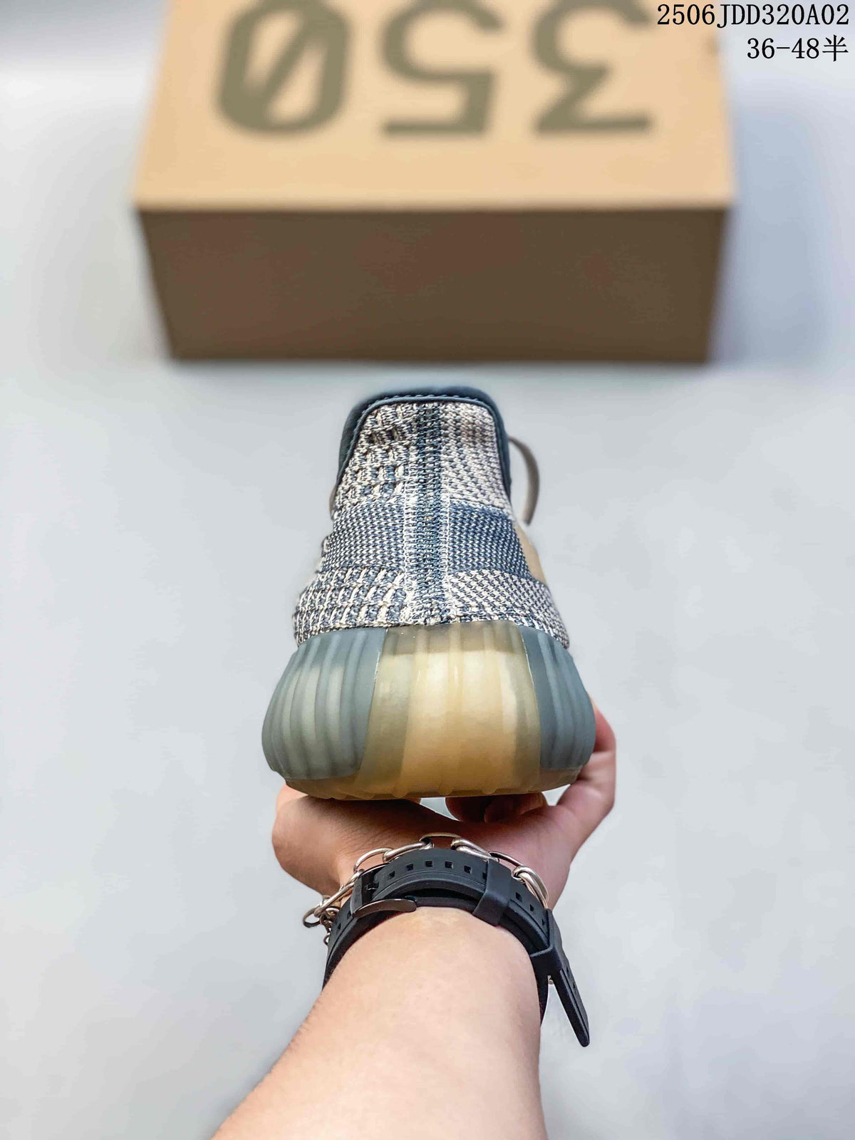 Rear view showing the knit heel and ribbed sole