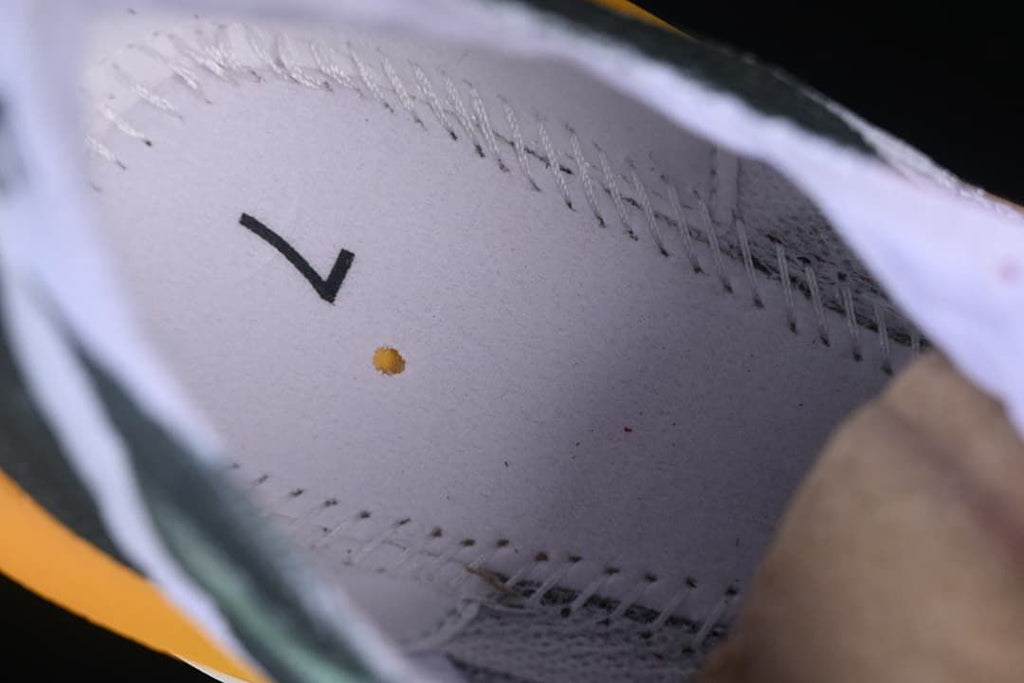 Close-up of the shoe interior and stitching