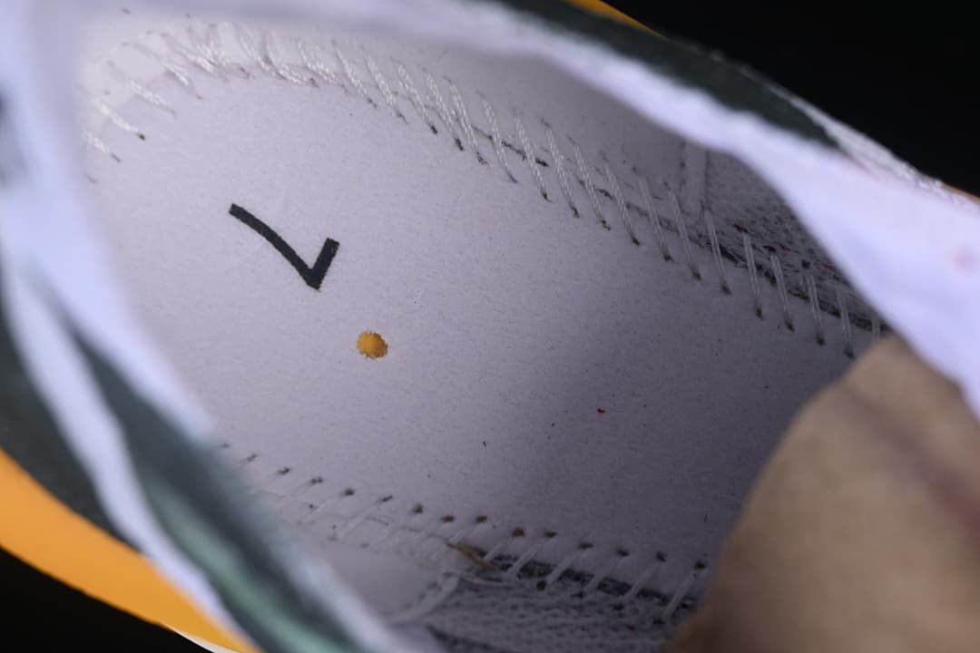 Close-up of the shoe interior and stitching