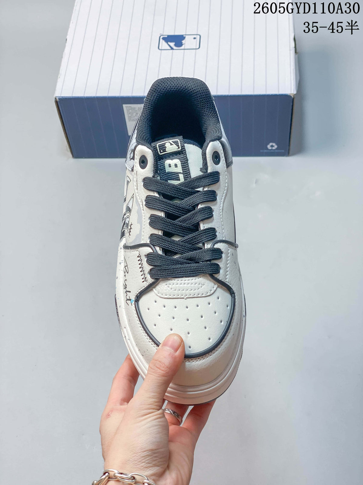 Top view showing the laces and perforated toe panel