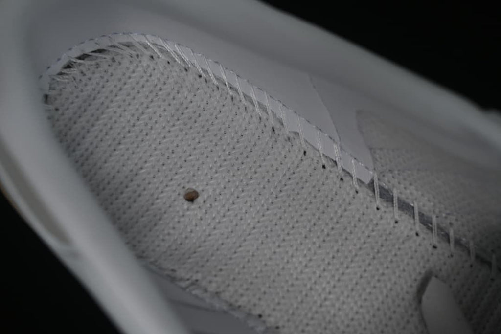 Close-up of the shoe interior and stitching