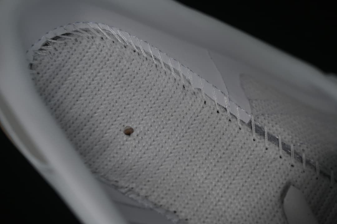 Close-up of the shoe interior and stitching