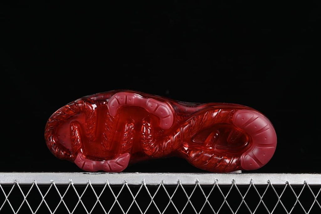 Underside of the translucent red sole