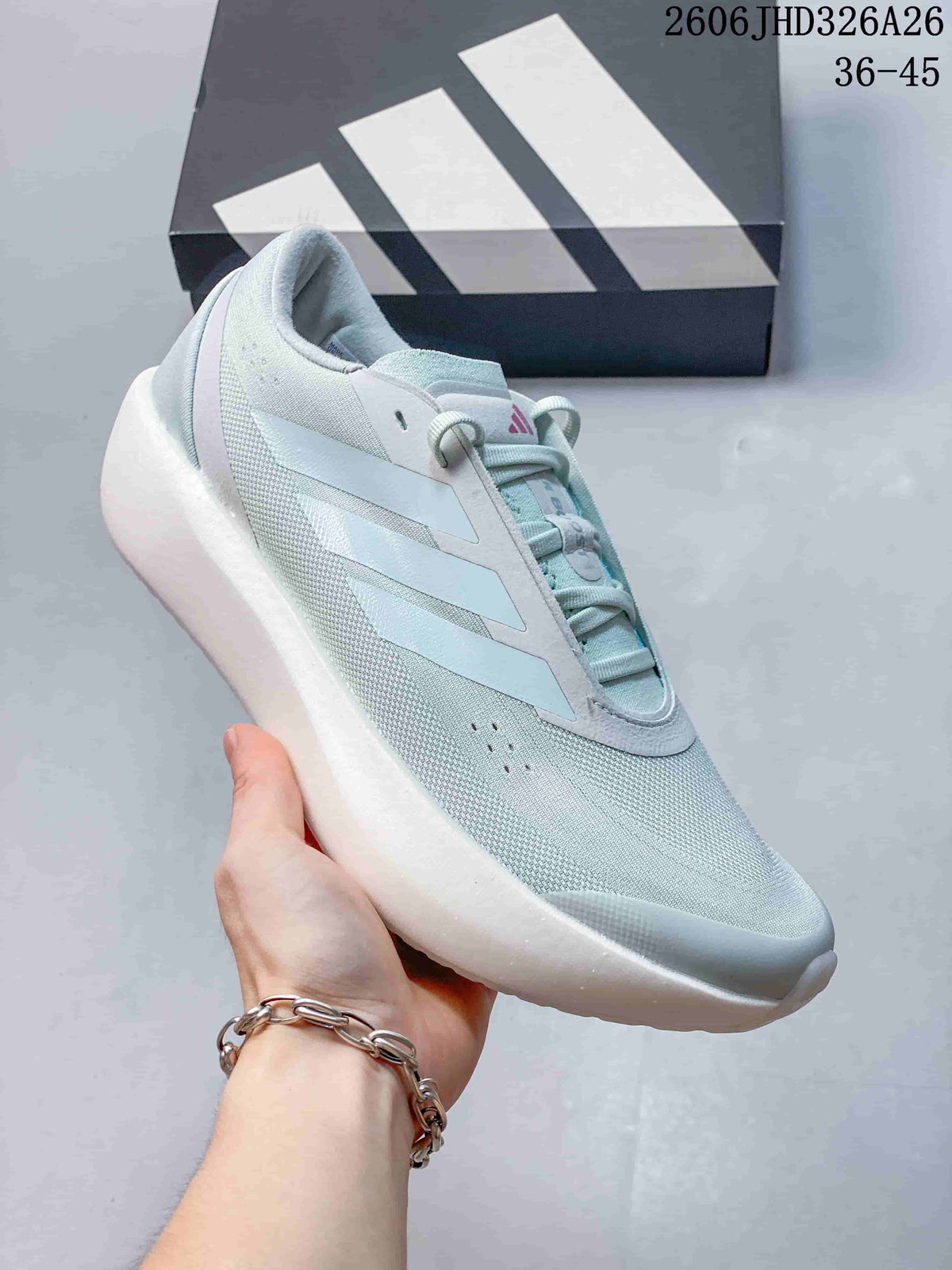 Side view of a pale mint adidas Supernova Rise 3 shoe