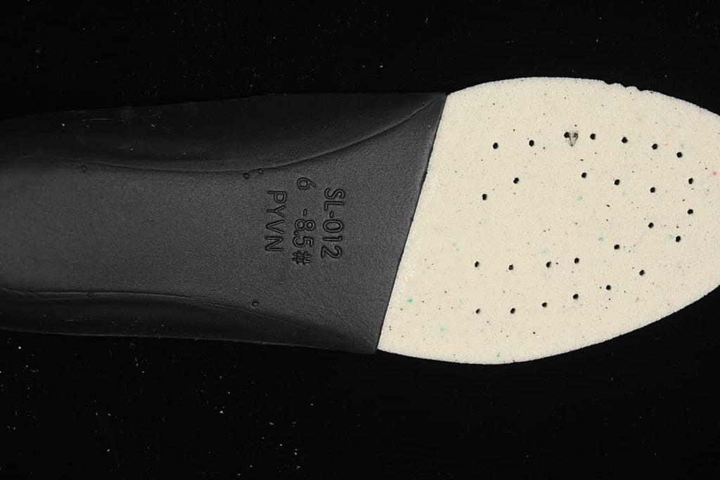 Close-up of the shoe's insole and heel area
