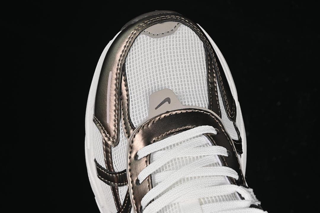 Top-down close-up of the toe and lacing