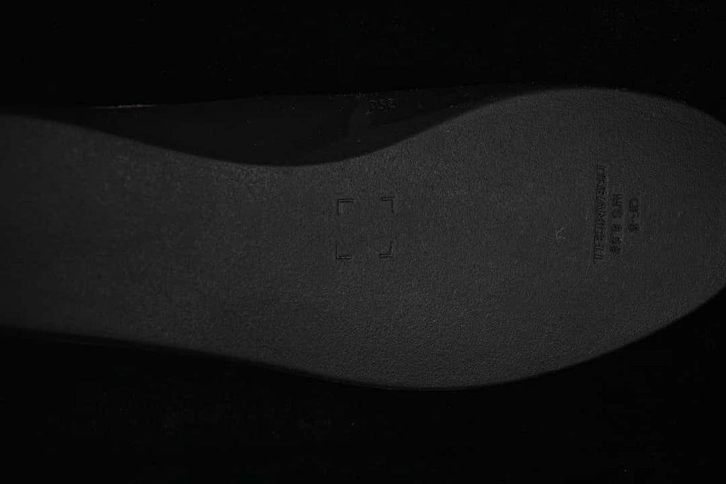 Close-up of the dark outsole surface