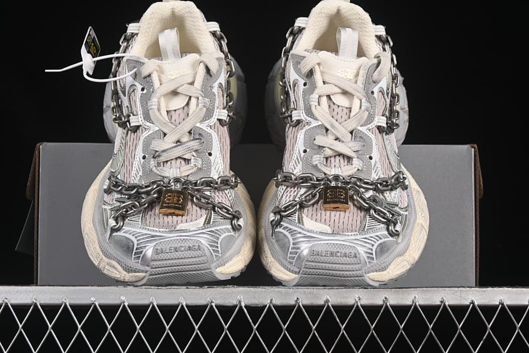 Front view of the pair showing the chunky toe and chain details.