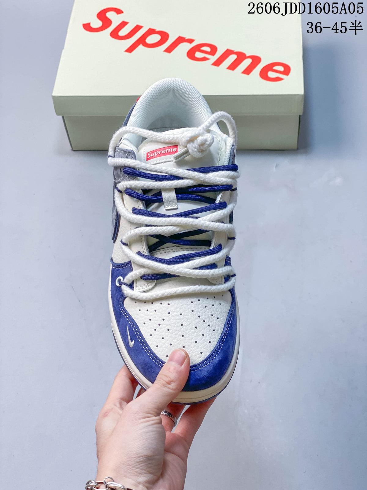 Top view of a low-top sneaker showing a perforated toe and multiple lace cords