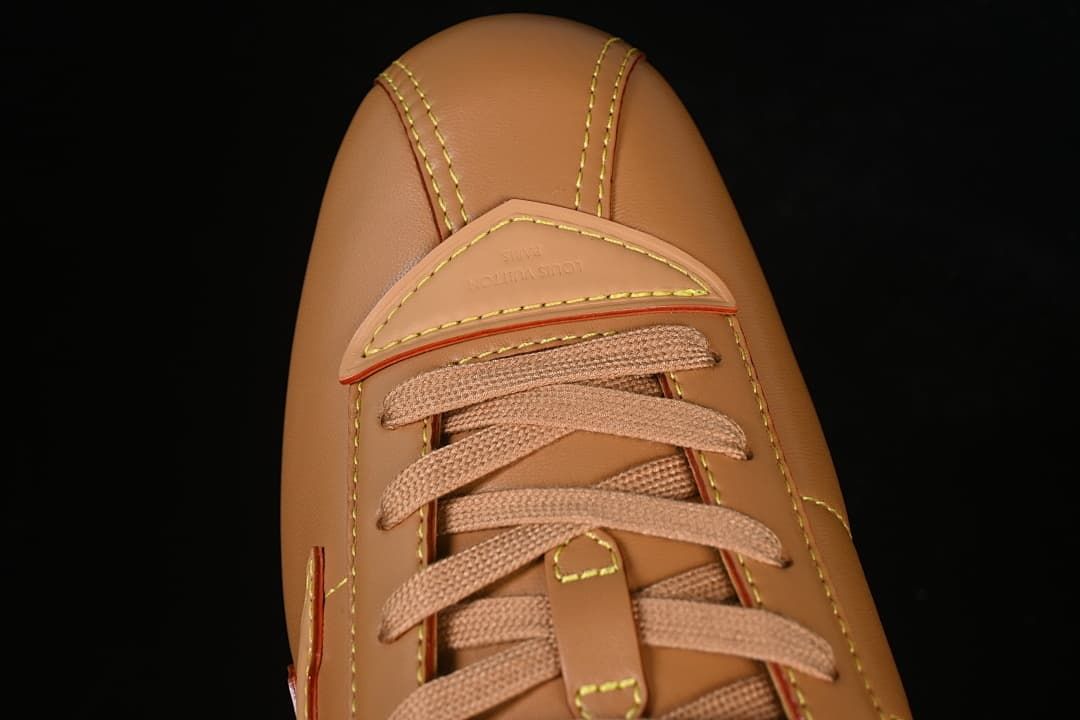 Top-down view of the lace-up front and toe