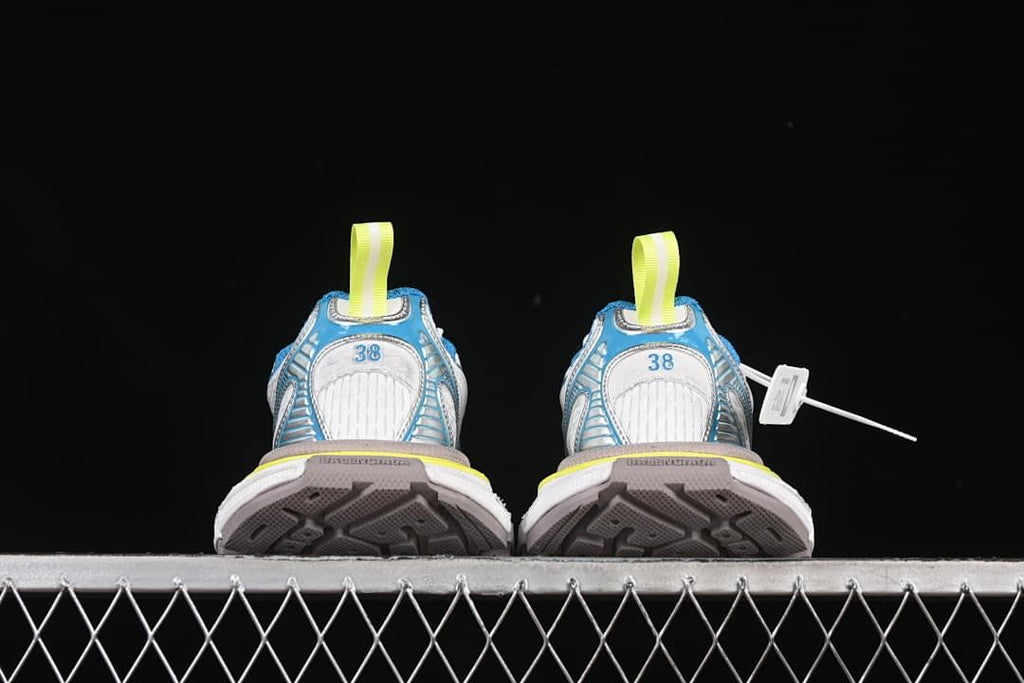 Rear view of both sneakers and their outsoles