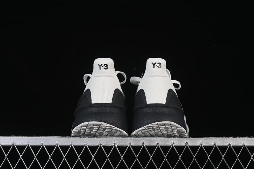 Rear view of the pair with Y-3 heel tabs and black heel sections