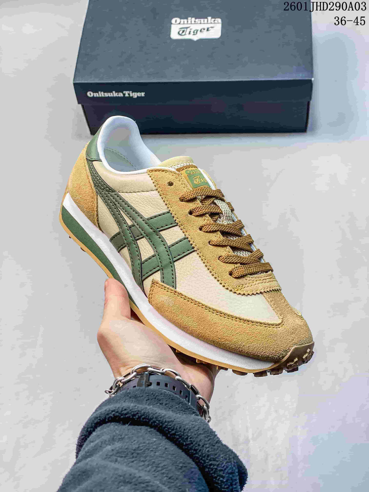 Beige Onitsuka Tiger EDR 78 sneaker with muted green side stripes.