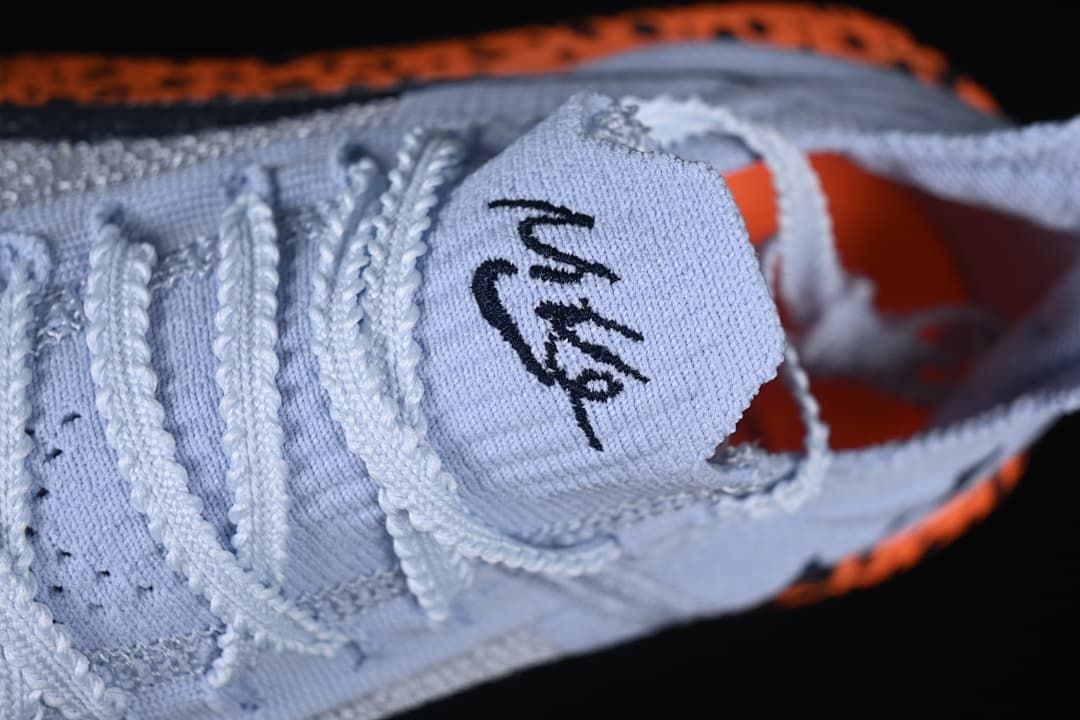 Close-up of the tongue and laces.