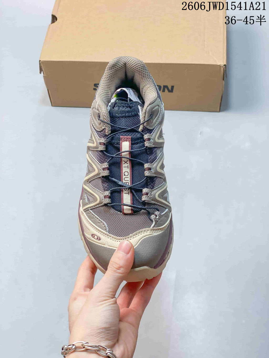 Top view showing the shoe's quick-lace style closure
