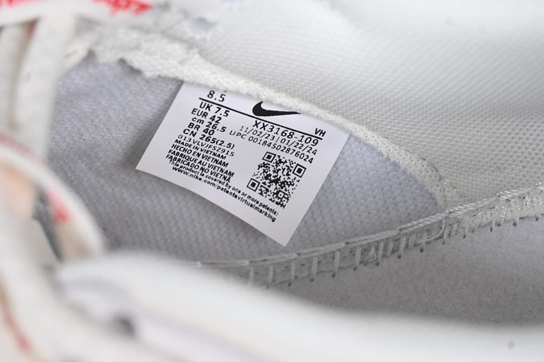 Interior size label showing EU 42 and style code XX3168-109