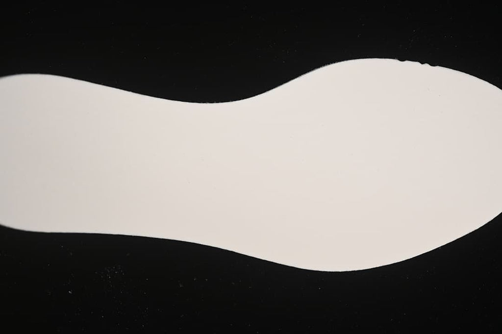 Close-up of the white shoe insole.