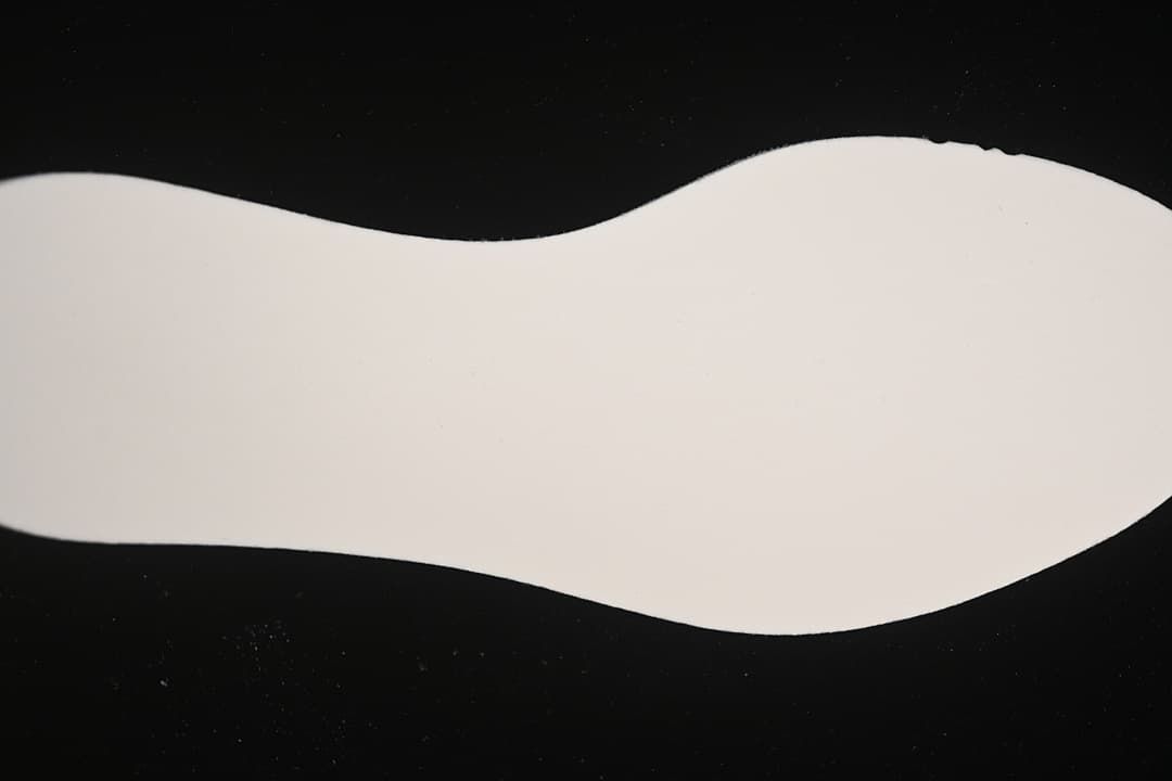 Close-up of the white shoe insole.