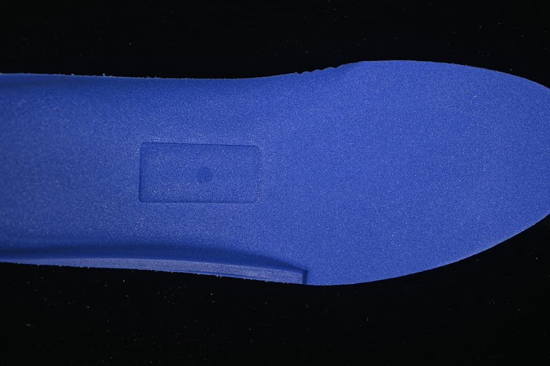 Blue insole underside shown close up