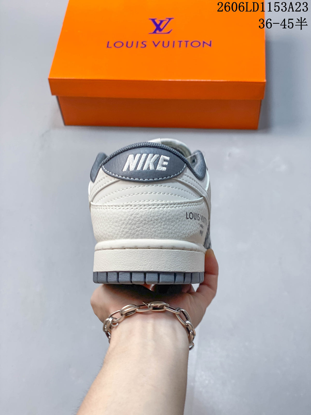 Rear view of the sneaker showing the heel panel and gray outsole