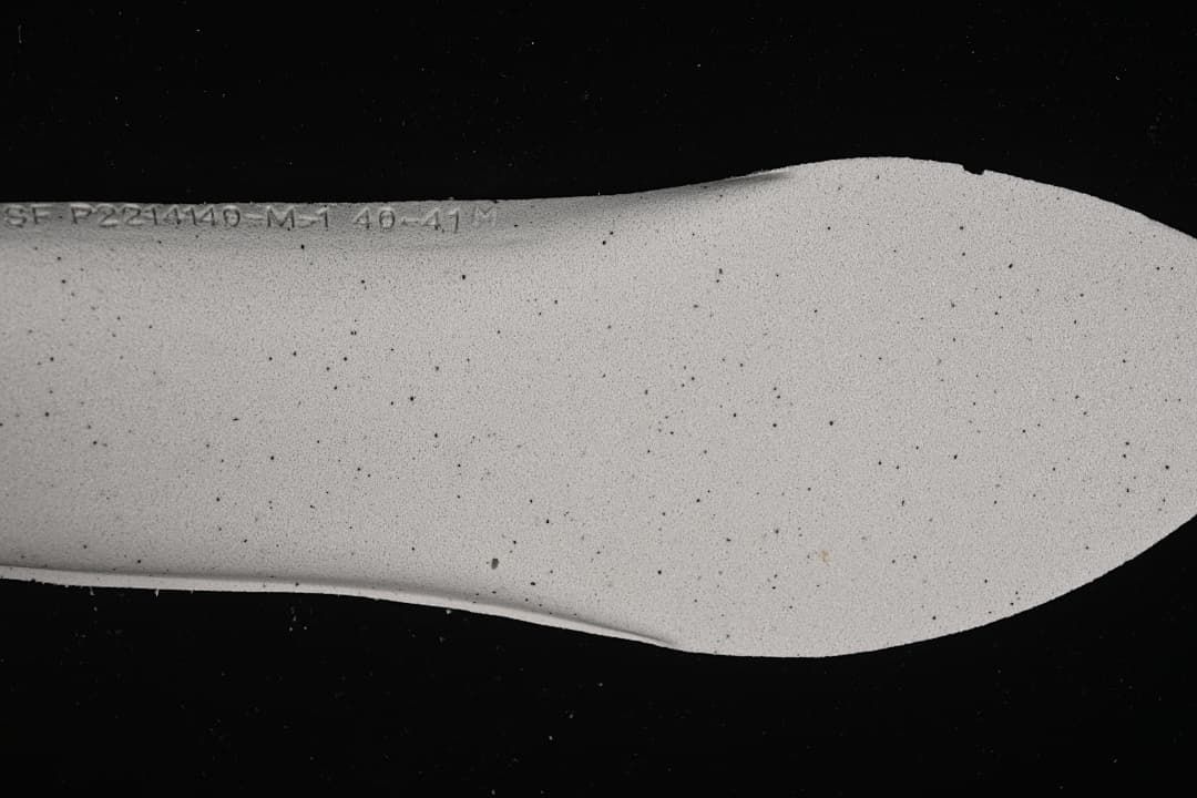 Close-up of the shoe insole showing a size marking.