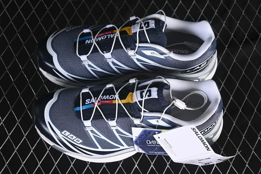 Pair of Salomon XT-6 shoes shown from above