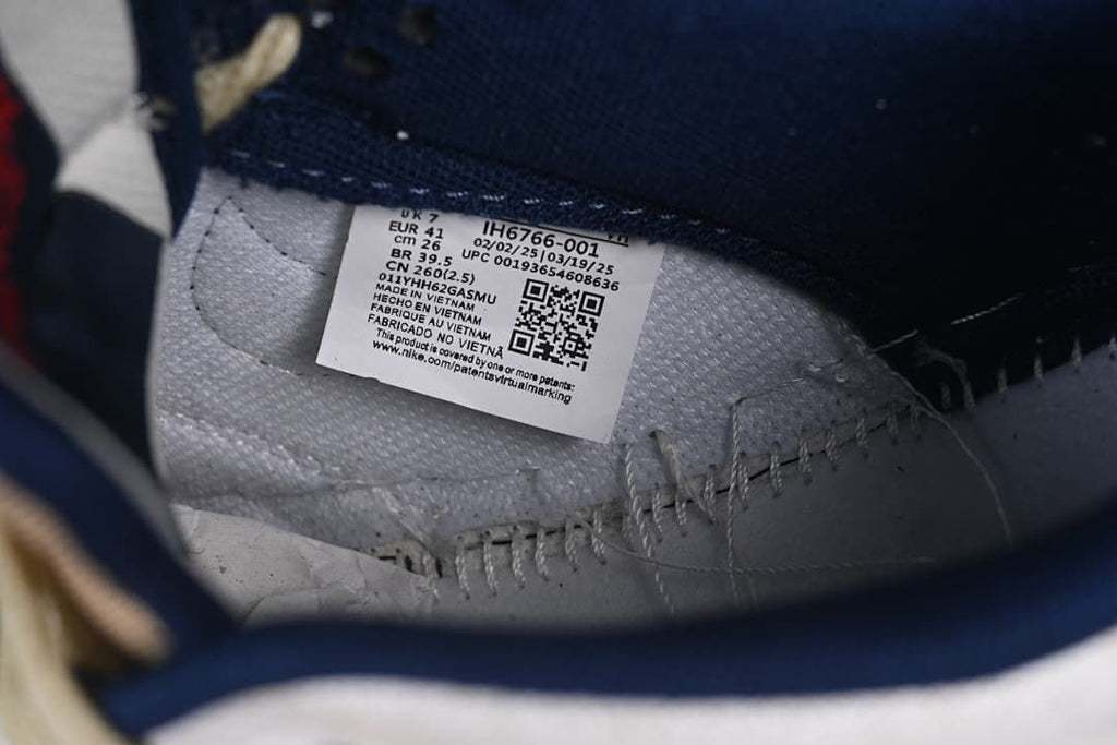 Inside shoe label showing style code IH6766-001 and sample size details