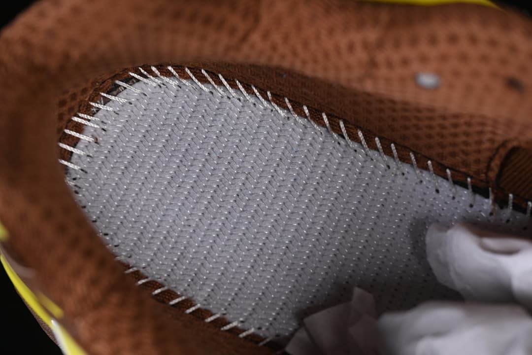 Close-up of the sneaker’s interior lining and stitched construction