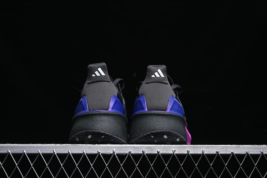Rear view of the pair showing blue-purple heel details