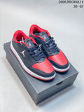 Three pairs of low-top Jordan Court Connect shoes shown in grey with red, blue, and tonal grey accents