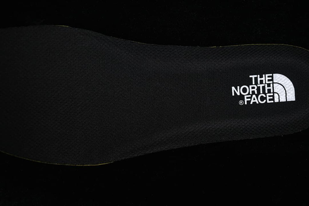 Close-up of a black insole with The North Face logo