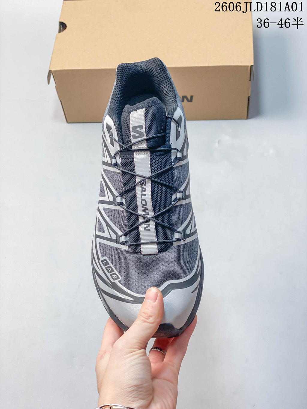 Front view of the sneaker showing its quick-lacing system