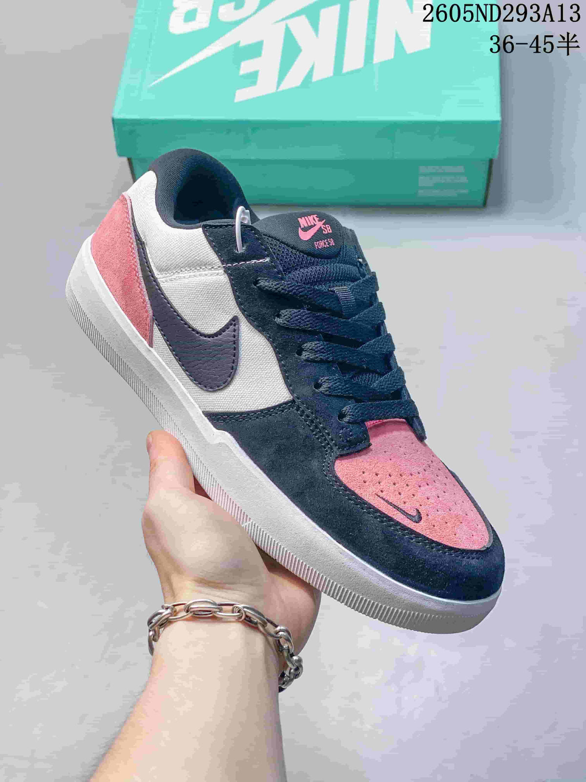 Navy, cream and pink Nike SB Force 58 sneaker