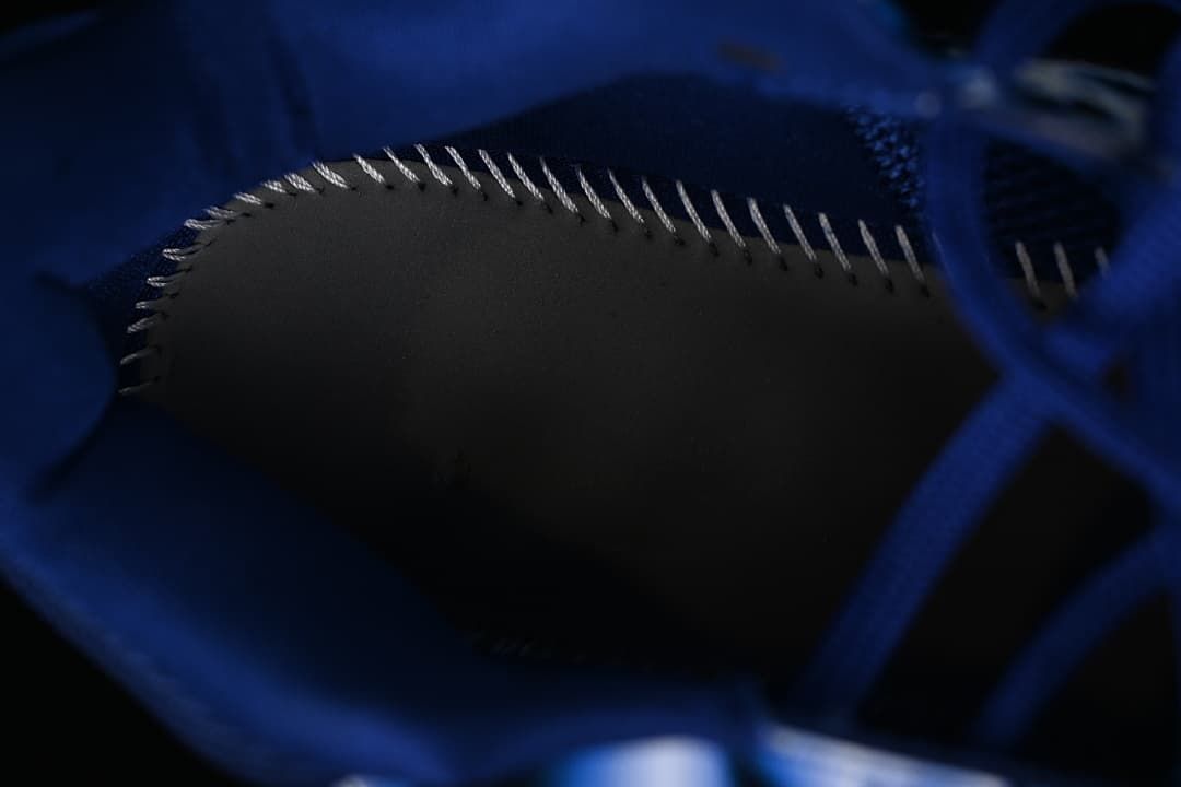 Close-up of interior shoe construction and stitching