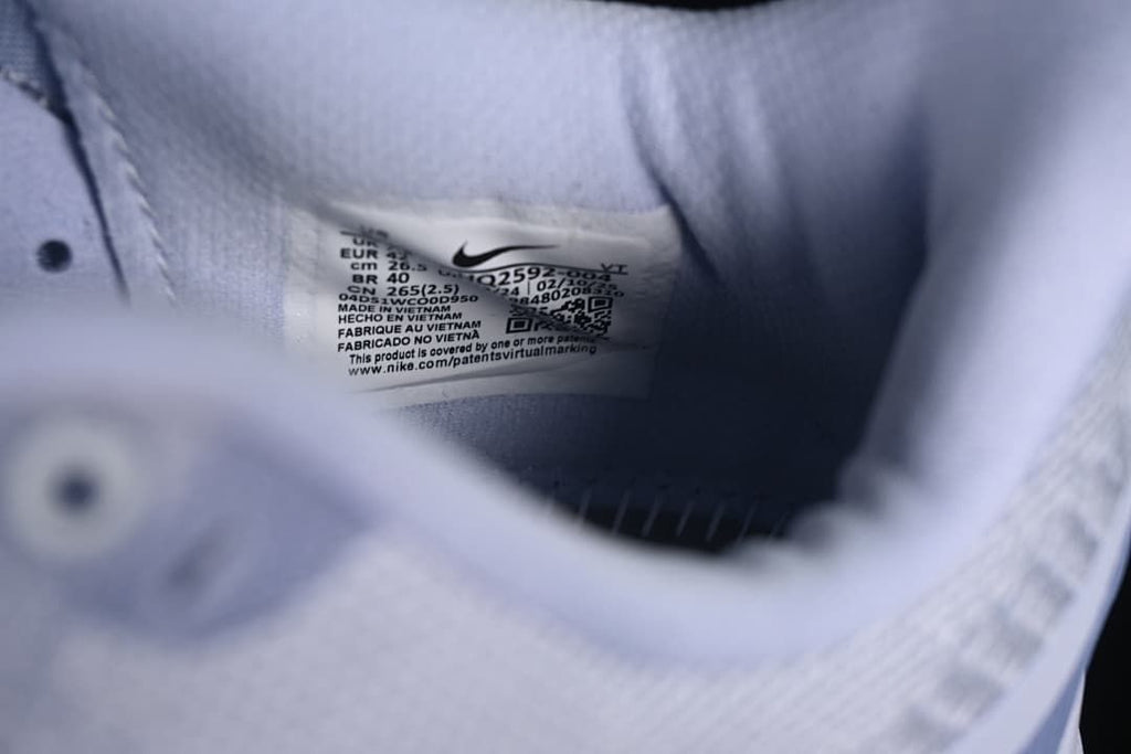 Close-up of the inner shoe label