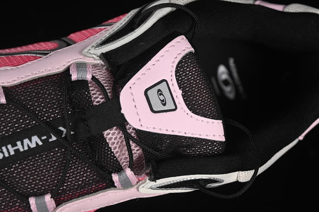 Close-up of the tongue, laces, and upper construction