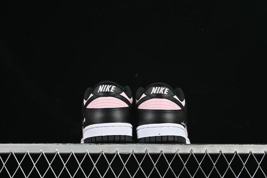 Rear view of the pair showing black and pink heel panels